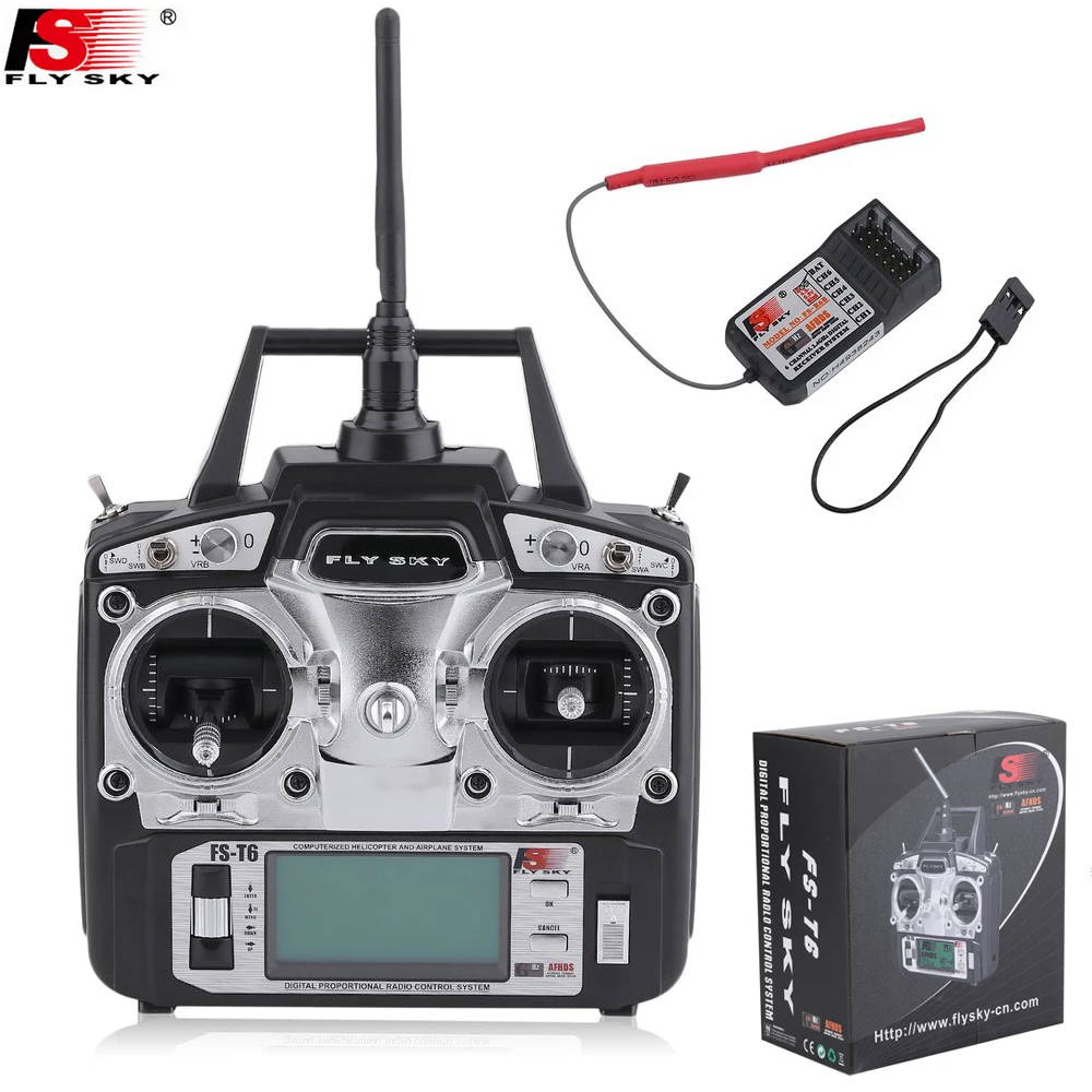 drone FlySky FS-T6 2.4G 6CH TX RX FS-R6B RC Radio Control Transmitter Receiver System