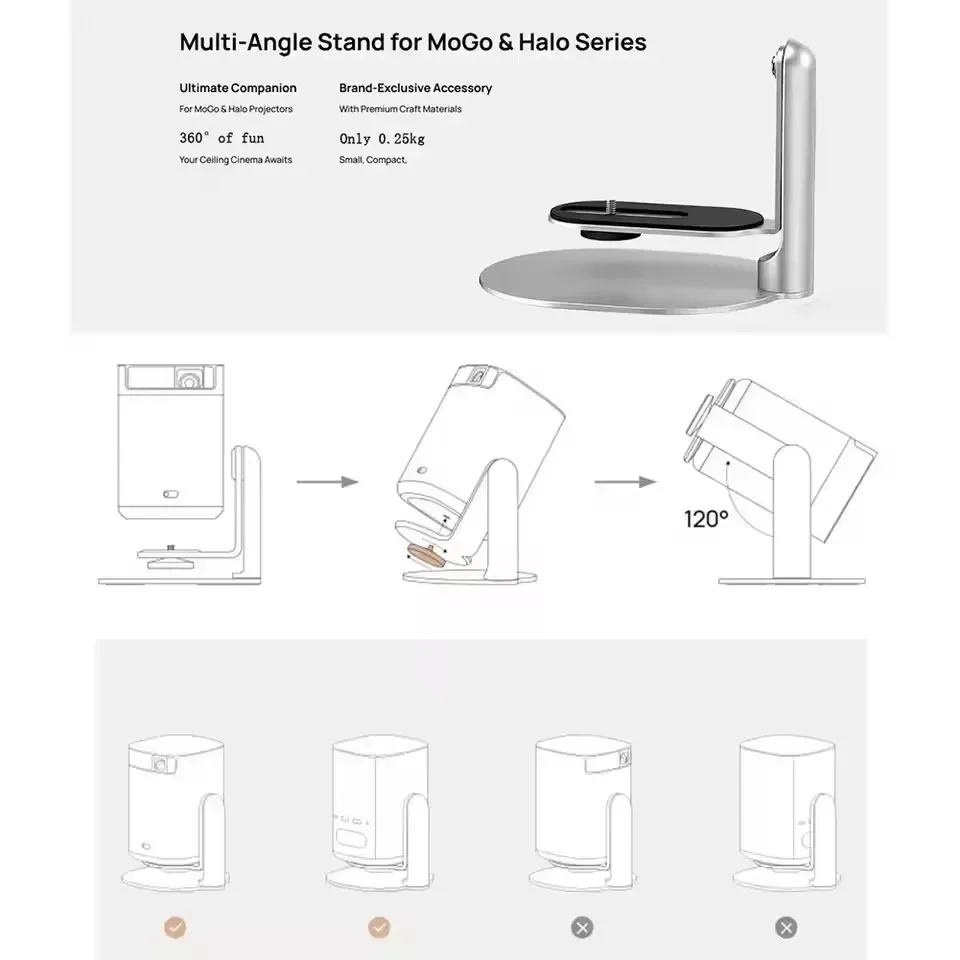 Multi-Angle Projector Stand Adjustable 120° Tilt Ceiling Bracket Wall Mount Desktop for XGIMI Xiaomi Youth Edition Projector