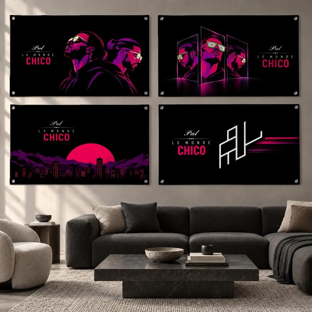 Album PNL Le Monde Chico Flags Fabric Pennant Banner, Apt Wall Decor, Living Corner, Bedroom, Studio, E-sports Room