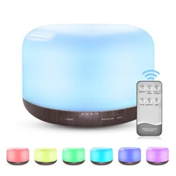 Humidificador difusor de aromaterapia, ambientador de aceite esencial para aromaterapia, dormitorio, sala de estar, control remoto, luz nocturna de 7 colores