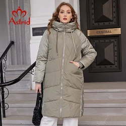 Astrid jaqueta de inverno feminina 2022 solto longo quente parka moda grosso casaco feminino com capuz zíper lateral roupas femininas AR-10225