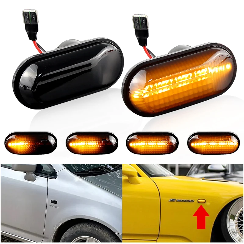 2pcs For HONDA Prelude CRX S2000 Integra Fit Del Sol Acura Civic LED Dynamic Turn Signal Side Marker Light Sequential Blinker