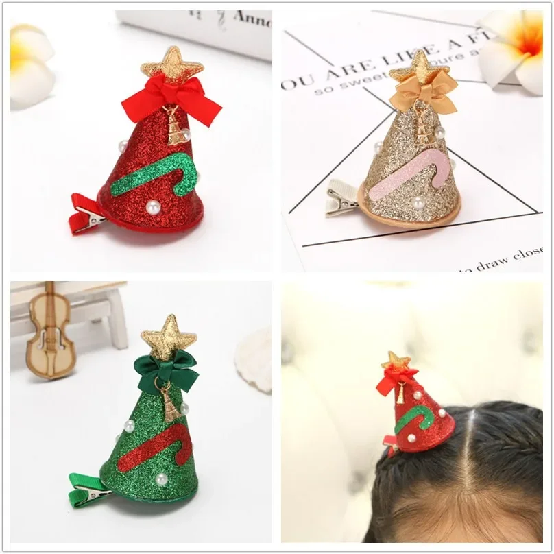 Girl New Year Christmas Hair Pin Cartoon Plush Children Bow Elk Santa Claus Kid Christmas Headwear Women Hair Christmas supplies