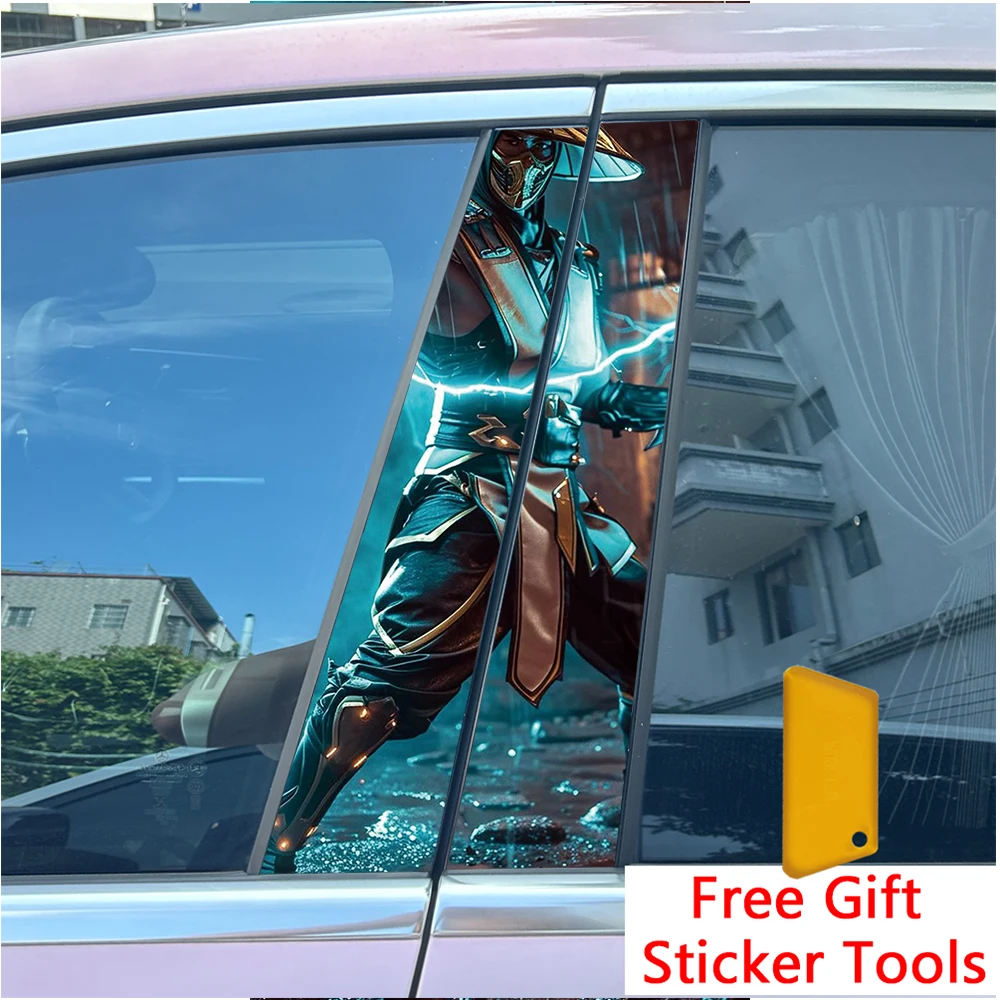 

2pcs Lightning Soldier Car Center Pillar Sticker B-Pillar Protective Film Decoration Decals