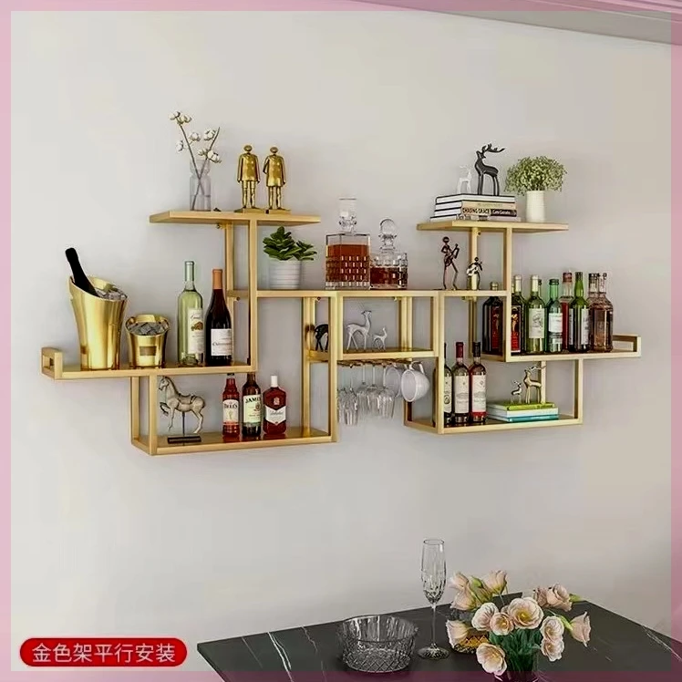 Nordic wrought iron red wine rack wall rack wall-mounted decoration creative dining room living room display wine cabinet wine g