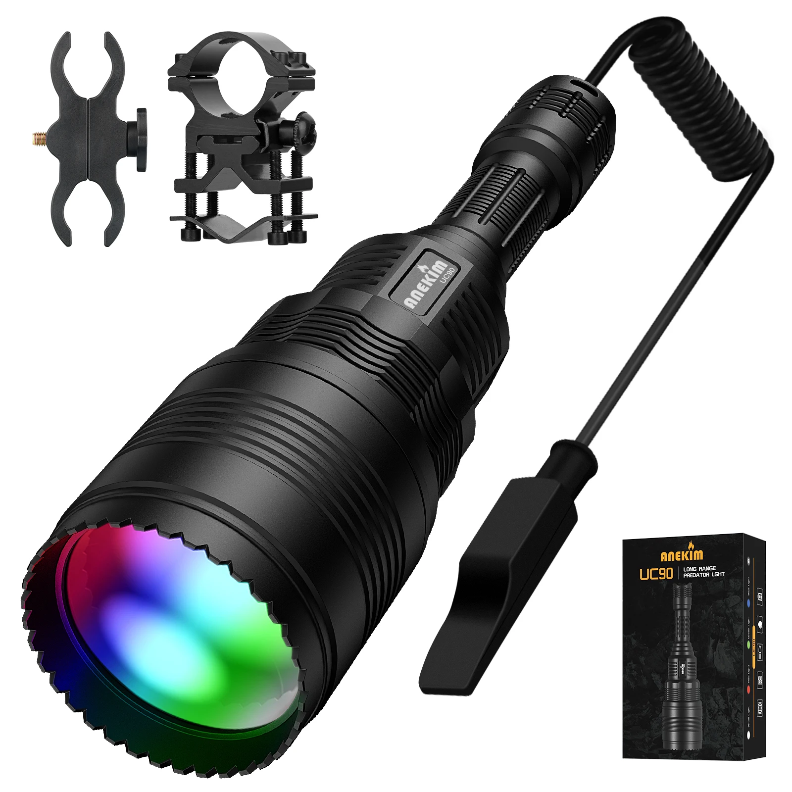 ANEKIM UC90 New RGB 4in1 Hunting Light Kit Predator Light For Tactical Flashlight For Hog Coyote and Varmint