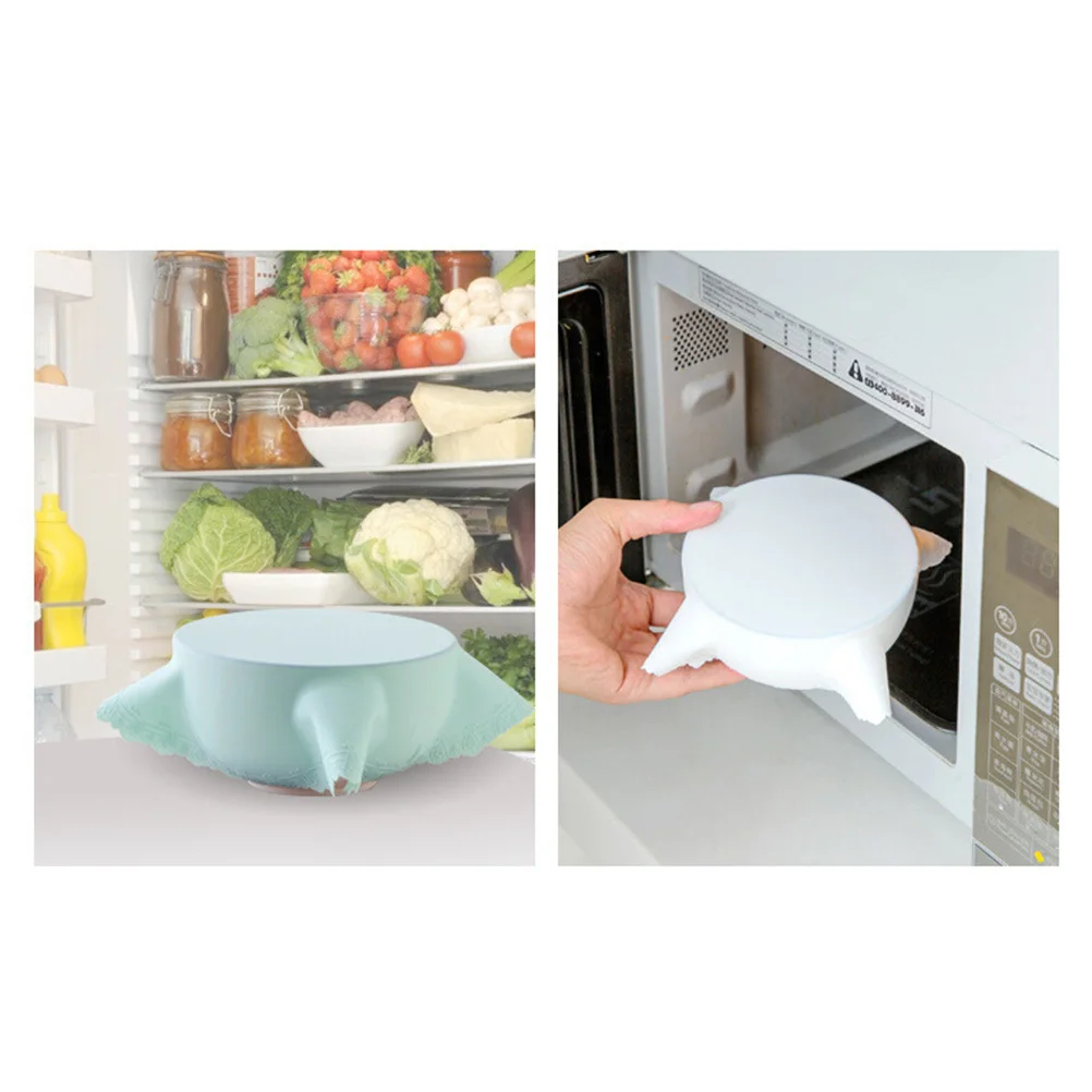أغطية مطاطية من السيليكون قابلة لإعادة الاستخدام وخالية من مادة Bpa مع ختم شفط للأطباق وعلب فرن الميكروويف والثلاجة مانعة للتسرب