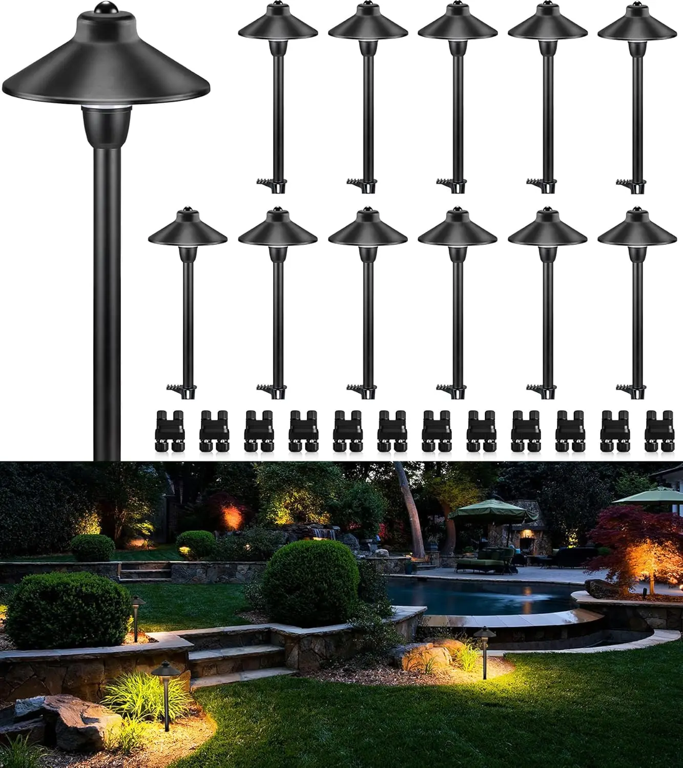 Pathway Lights LED Landscape Lighting 3000K Low Voltage Landscape Lights Waterproof Landscape Path Lights 3W Low Voltage Landsca