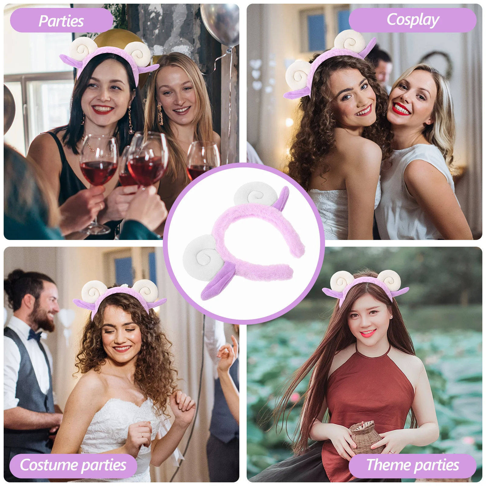

Sheep Horn Headband Adorable Cosplay Accessory Party Headdress Halloween Sheep Ears Hair Band Horn Headband Cosplay