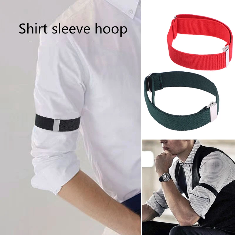 1 Pair Business Elastic Adjustable Shirt Sleeve Garter Strap Arm Band Sleeve Bracelet Anti-Slip Cuff Holder Armband Men Women