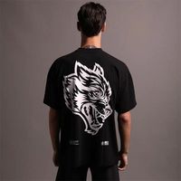 DARCSPORT Wolf Head High Quality T-shirt Summer City Fitness Sport Loose casual crewneck Men's T-shirt Couple 100% cotton