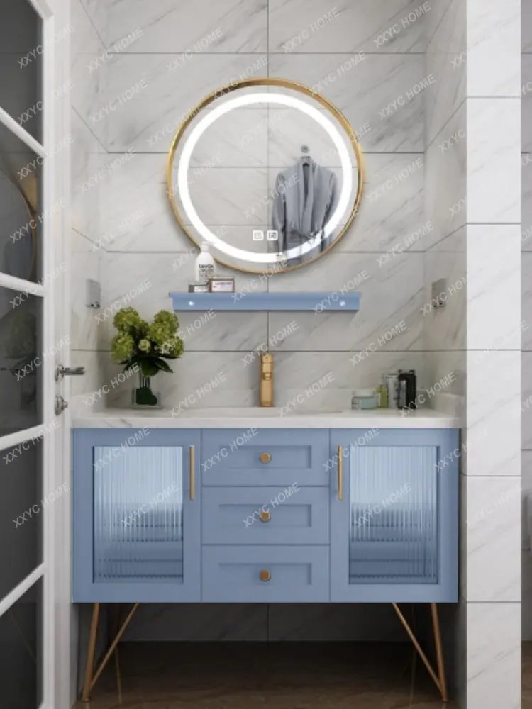 Combination Stone Plate Bathroom Cabinet Light Luxury Modern Simple Hand Washing Washbasin Smart Washstand