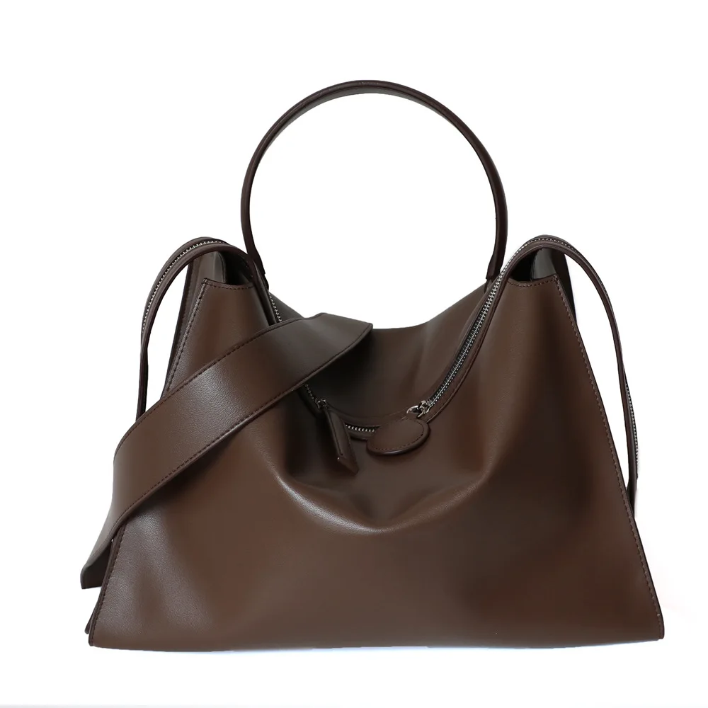 New Arrival Genuine Leather Tote Bags For Women Brands Designer Retro Female Shoulder Bag Simple Hand Bags Large Capacity Purse