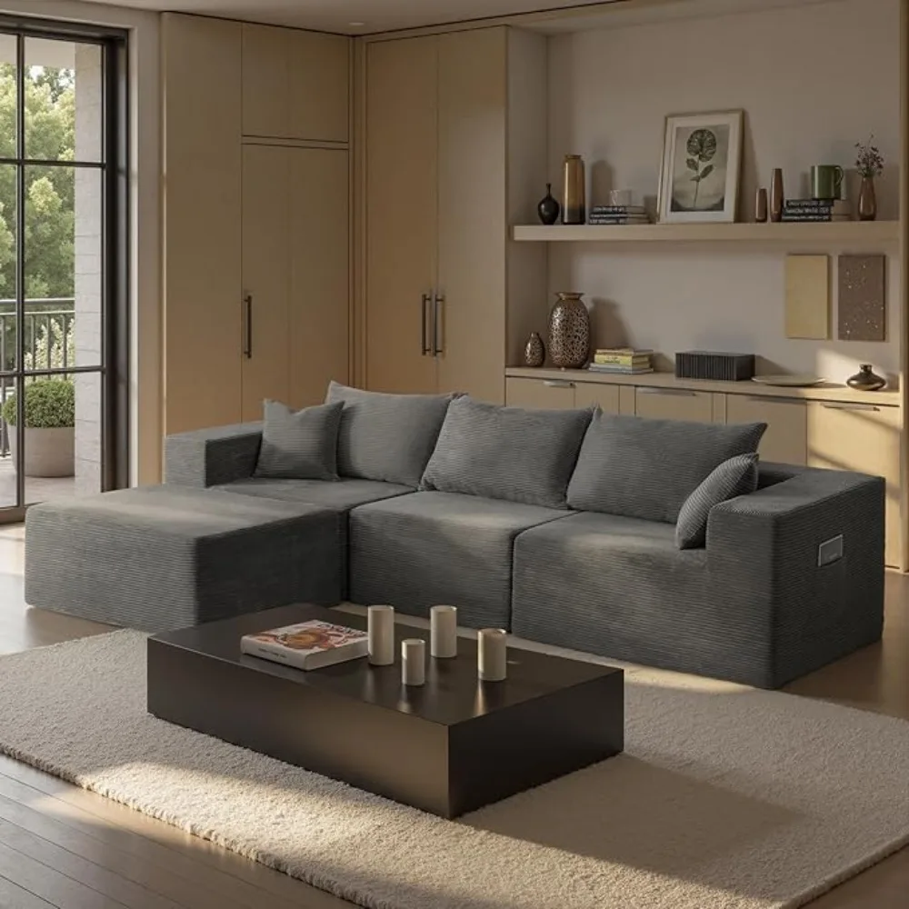 

Cloud Sectional Couch with L-Shape Chaise, Modern Modular Sofa with Deep Seating, Upholstered Living Room & Bedroom Couch