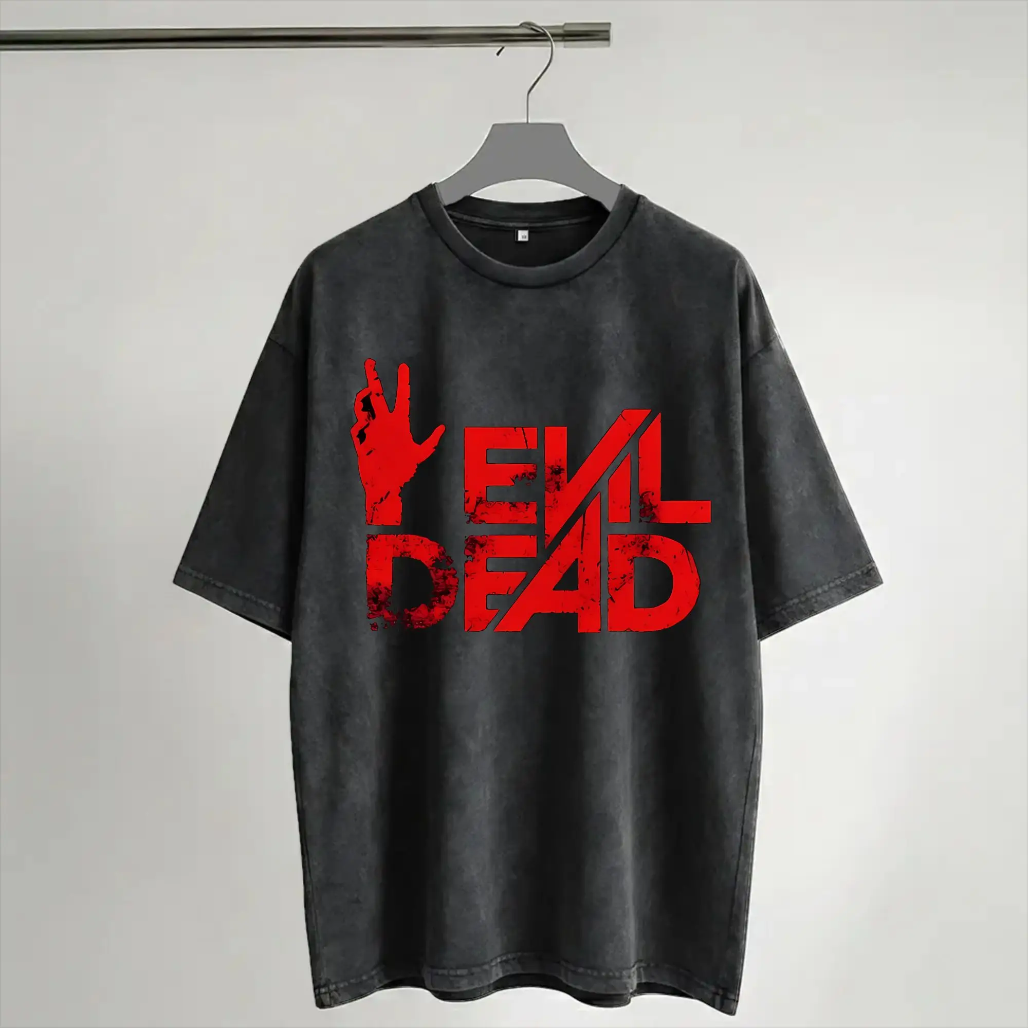 Evil Dead Burn T Shirt Hip Hop Washed Short Sleeve Harajuku T-Shirt  Novelty for Men Women Streetwear Printed Tees