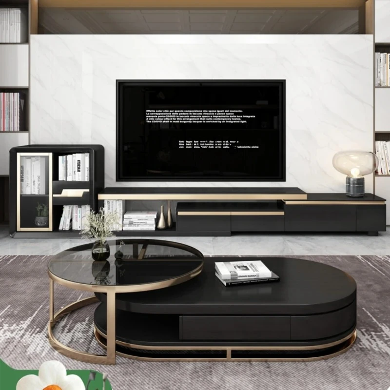 Marble TV Cabinet and Tea Table Combination Modern Minimalist TV Stand