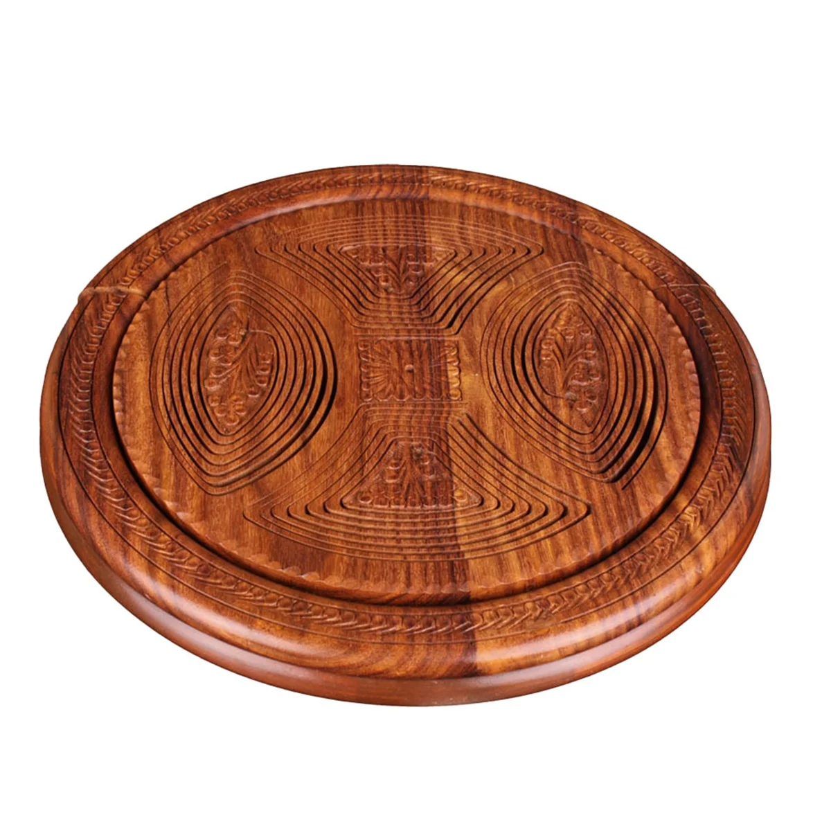 Handmade Wood Carving Fruit Plate Wooden Fruit Basket Foldable Dried Fruit Basket Collapsible Bread Nuts Baskets,3 Grids