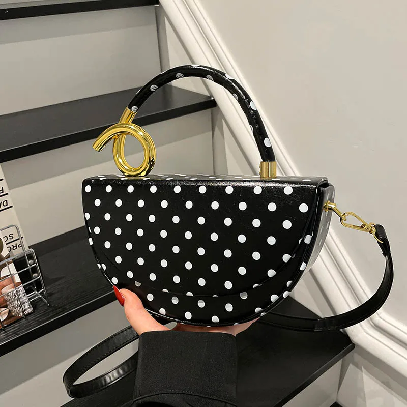 Designer Kleine Satteltasche mit Kurzem Henkel, Handtasche, Modische Polka-Dot Schultertasche, Y2K Trend Damen Party Clutch – Detail 26