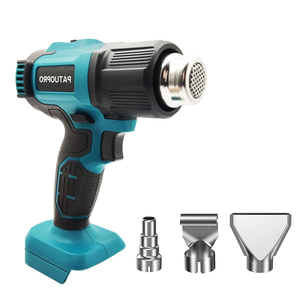 PATUOPRO Cordless Heat Gun Adjustable Temperatures Hot Air Gun Electric Gun With 3 Nozzles For Makita 18V Battery(No Battery)