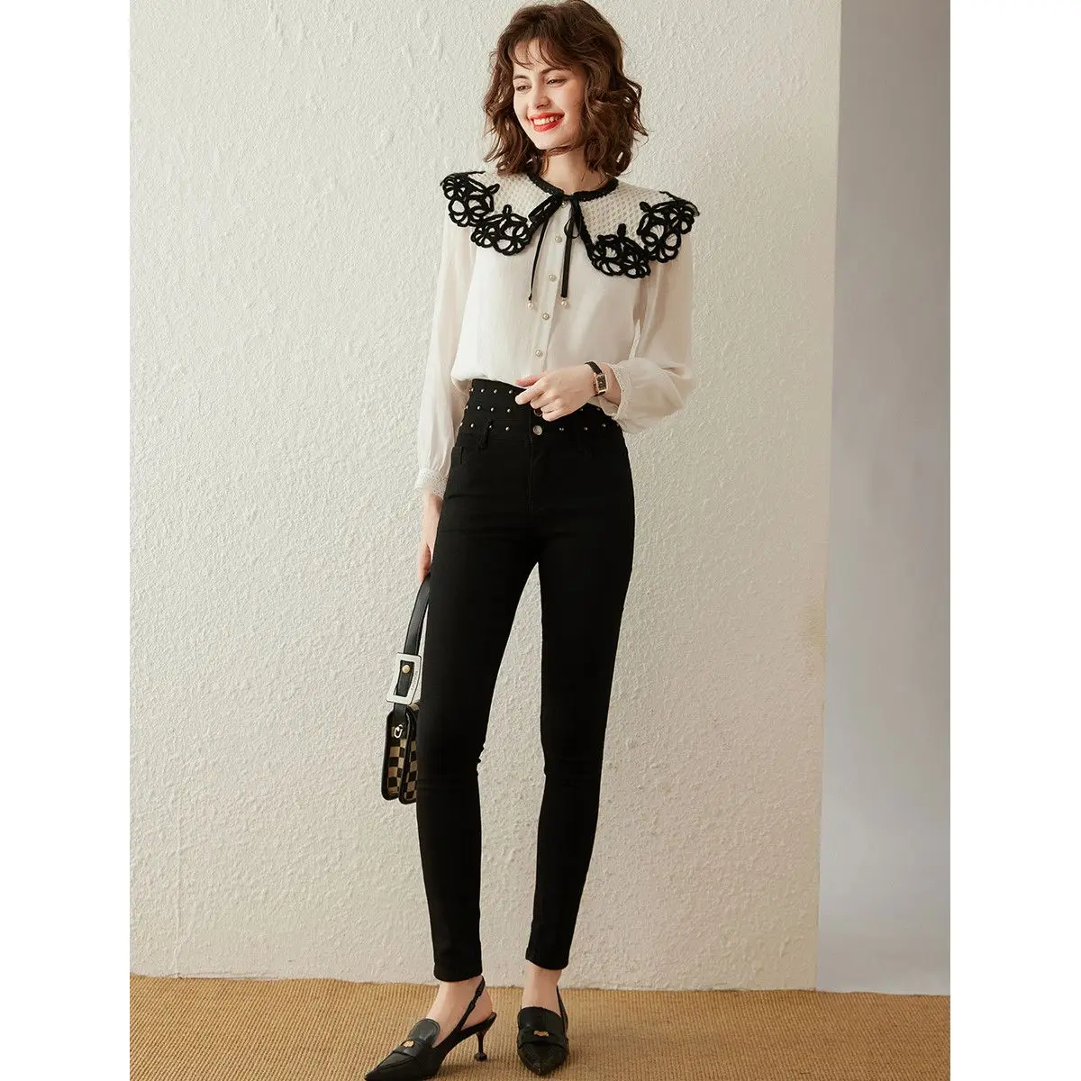 Shirt Women Detachable Fake Collar Lace Doll Collar Single Breasted Design Spring And Autumn Models False Collar Clothes Shirt