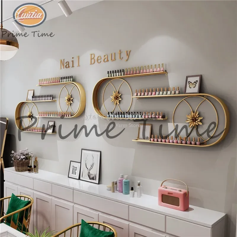 Creative U-shaped Nail Polish Organizer Metal Storage Shelf Display Rack Nail Salon Cosmetics Wall Shelf Wall Hanging