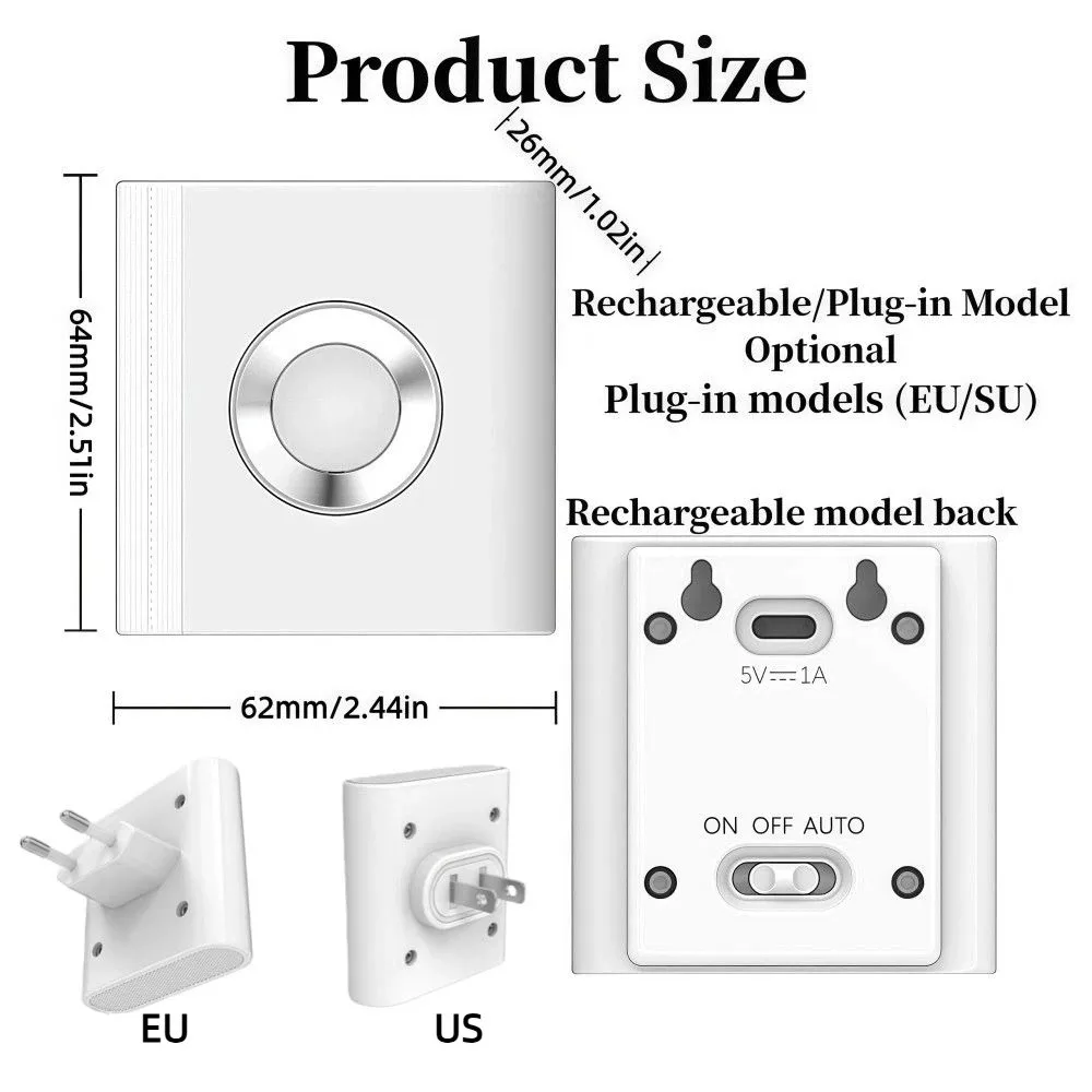 Rechargeable Motion Sensor Light LED EU US Plug Warm White Light Wall Lamp Energy Saving Wall-mounted Cabinet Decorative Light