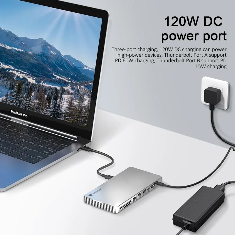 Estación de acoplamiento USB C multipuerto Thunderbolt 4, 9 en 1, 8K @ 60Hz, 9 tipo C Hub de escritorio para Macbook certificado