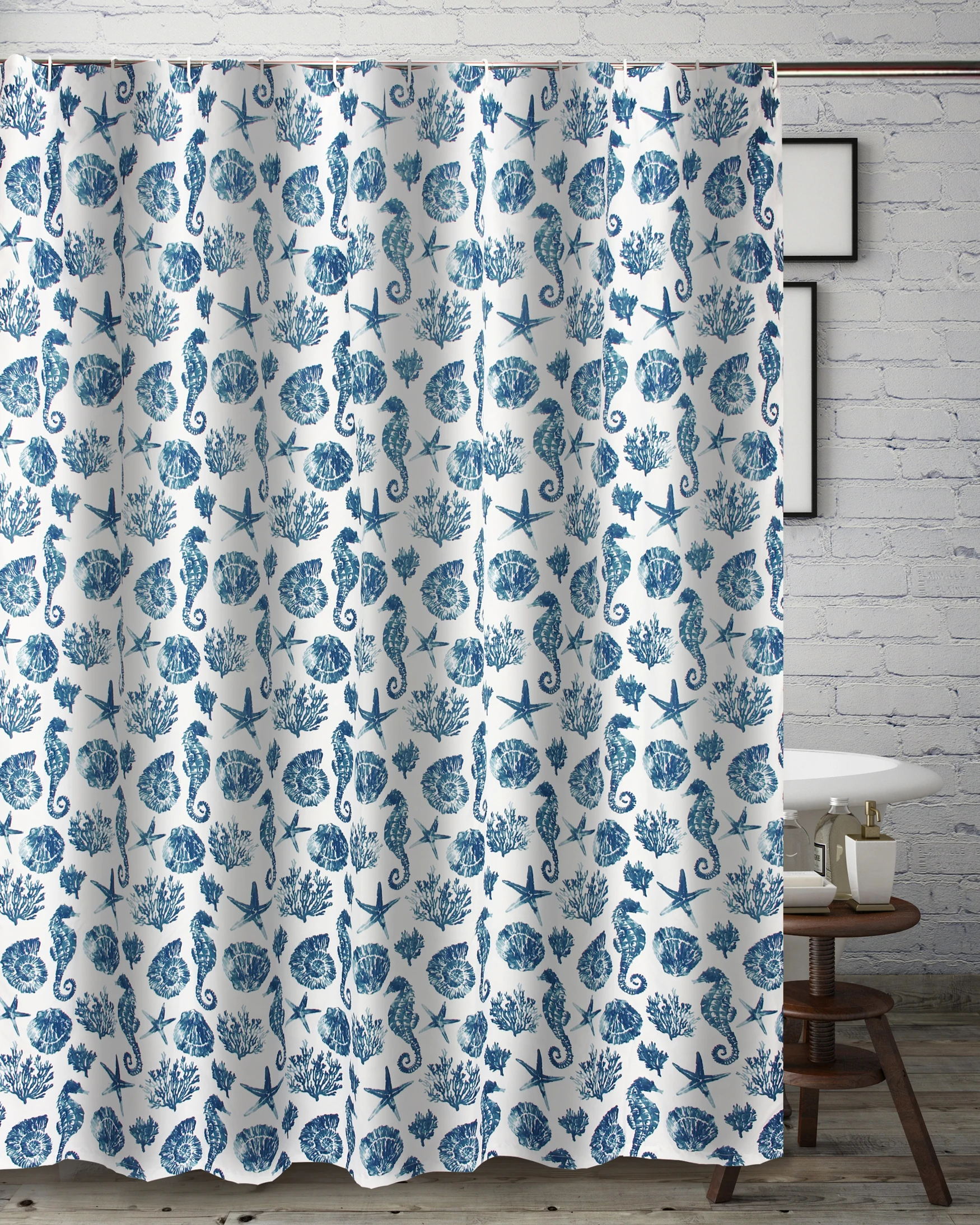 

Pebble Beach themed coastal bath and shower curtain for modern bathroom decor