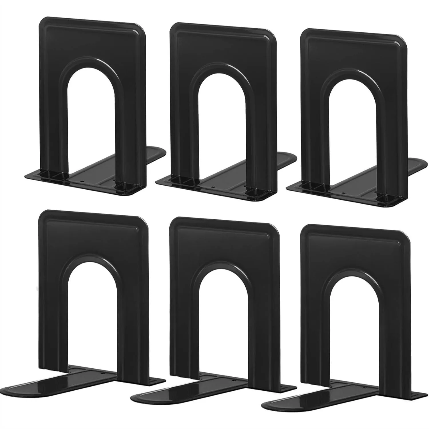 

Metal Book Ends for Shelves, Non-Skid Book Holder for Office Home Kitchen, 5.7x4.9x6.5 in, 6 Pcs