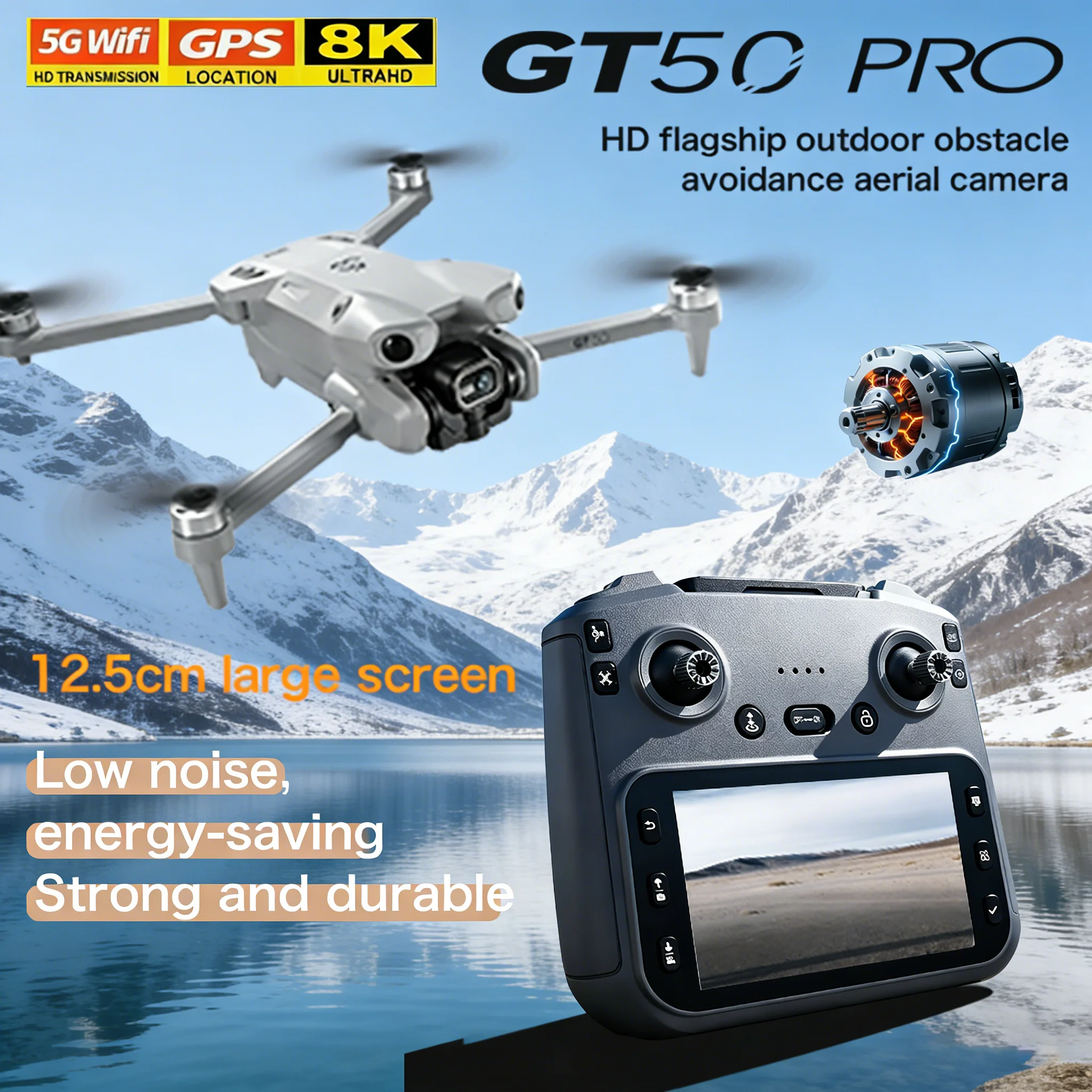 

Новый дрон GT50 Pro 2026 года с бесщеточным двигателем, двумя 4K-камерами, 4,3-дюймовым экраном, Wi-Fi, для профессиональной аэрофотосъемки, радиоуправляемый квадрокоптер