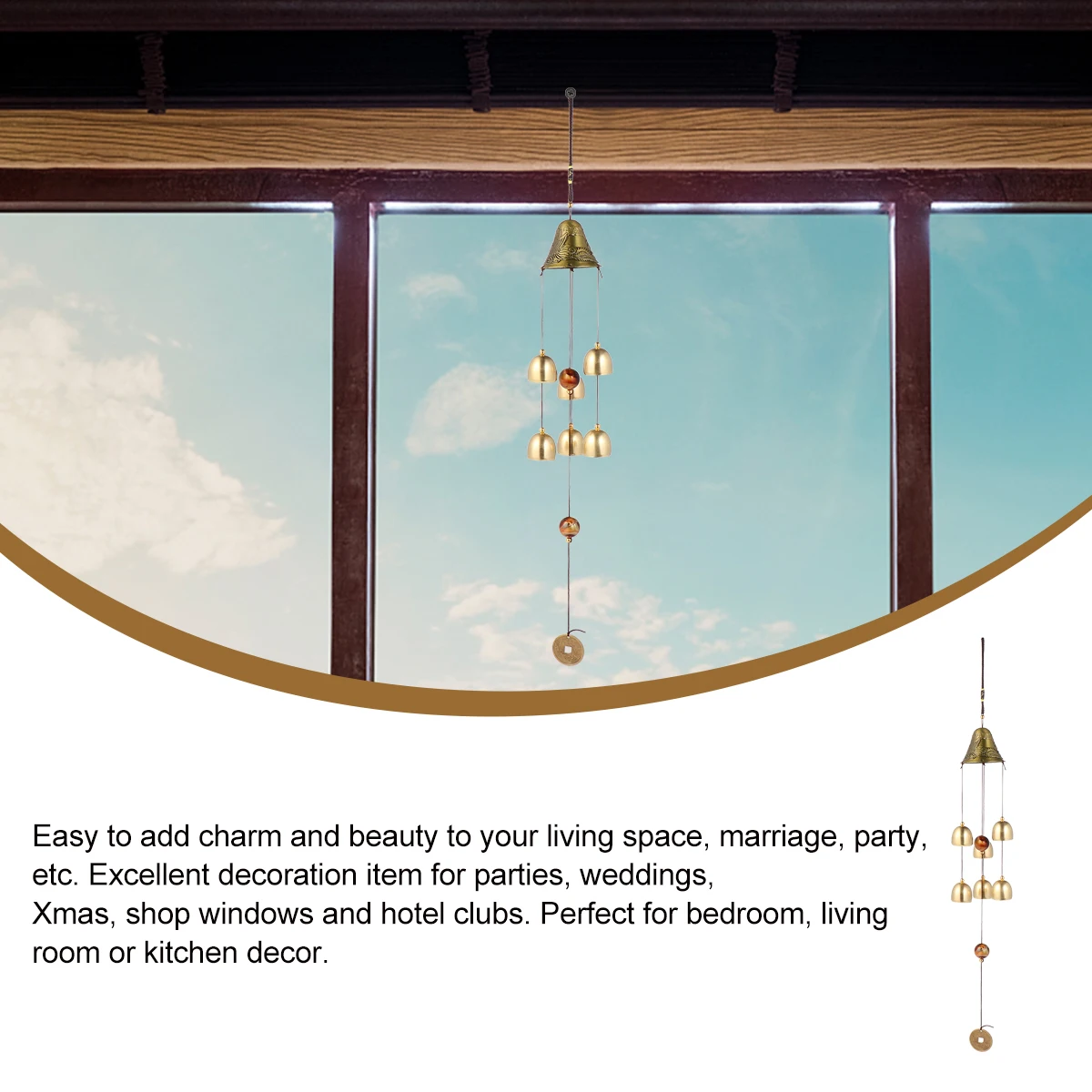 

Metal Tube Wind Chimes Vintage Decor Hanging Pendant Zinc Copper Iron Alloys Durable Practical Room House Gift