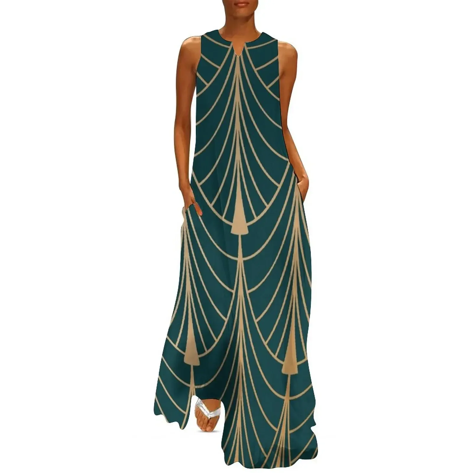 

Hidden Sapphire Golden Pattern Background Long Dress Summer women's clothing cocktail dresses Dress