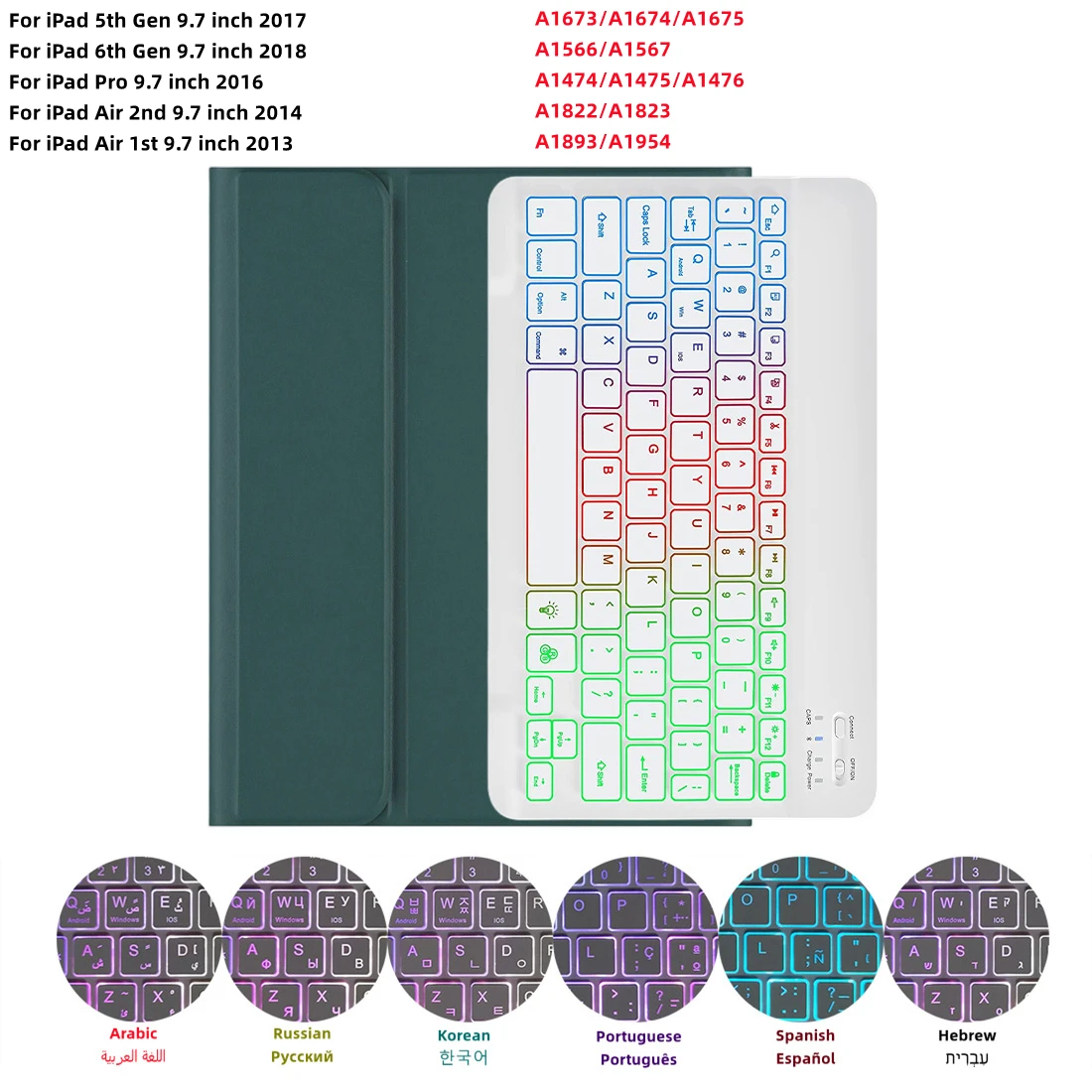 For iPad 6th Generation Case RGB Keyboard Mouse Rainbow Backlight Magic Keyboard Funda for iPad 5th 9.7