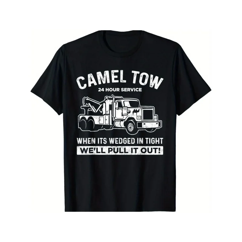 2025 Camel Towing Humor Cotton Crew Neck T-Shirt Summer Gift for Outdoor Enthusiasts
