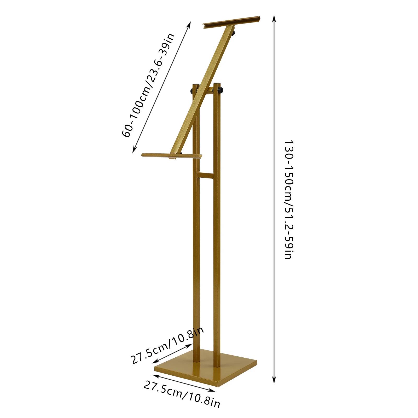 Golden Iron 130-150cm Adjustable Advertising Stand 5-piece Suit Display Stand 360-degree Rotating Floor Poster Stand