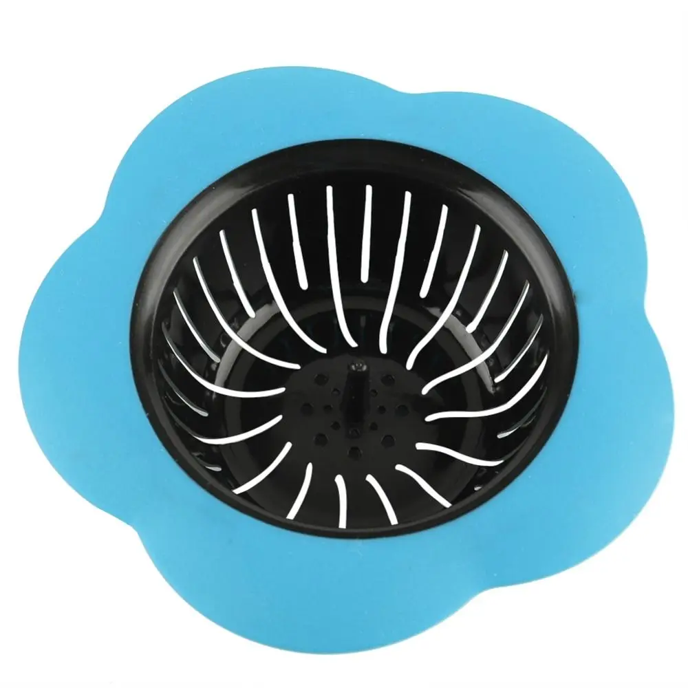 4 Pack 4.33 Inch Diameter Sink Drain Strainer Wide Rim Design TPR Plastic Material Basin Sink Strainer Red Green Orange Blue