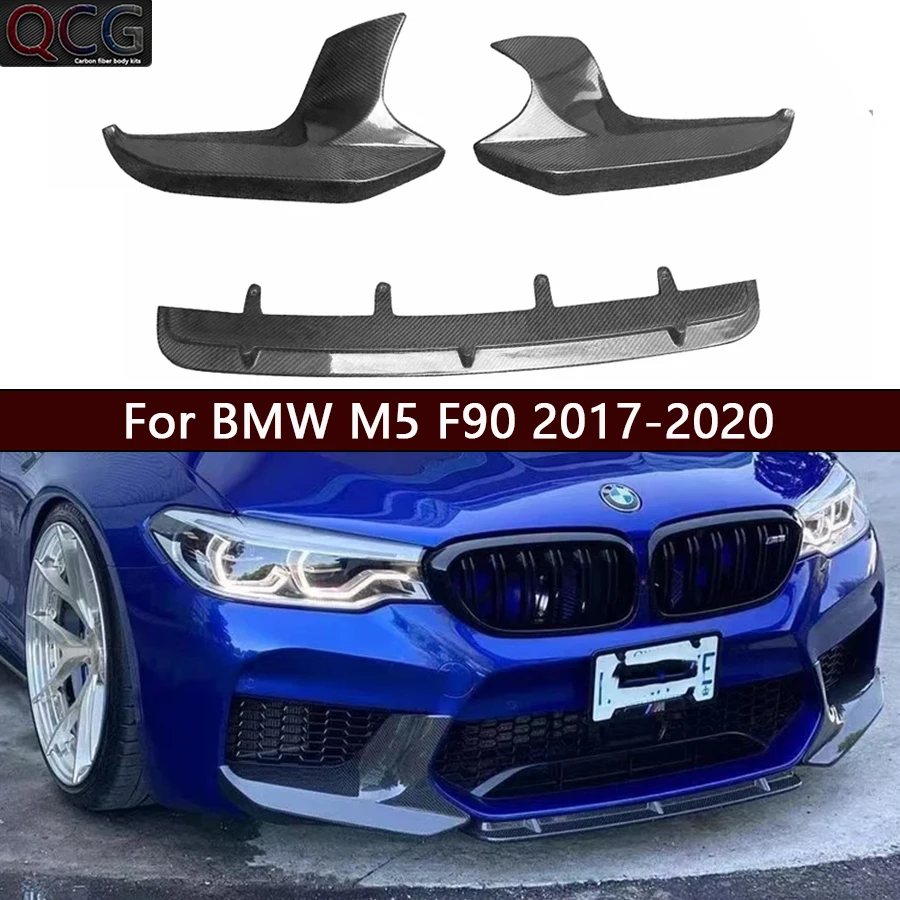 For BMW M5 F90 Carbon Fiber Front Lip Car Front Bumper Separator Diffuser Chin Spoiler wrap angle Car Accessories body kit