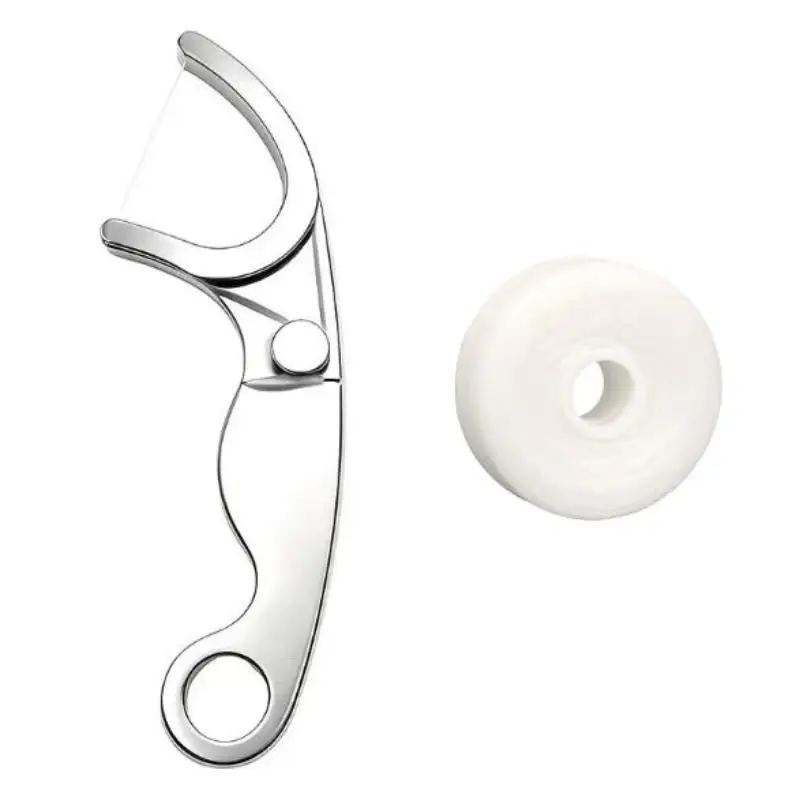 Stainless Steel Dental Floss Holder Life-time Floss Pick Reusable Portable Oral Care Tool For Daily Oral Care Home And Travel Us