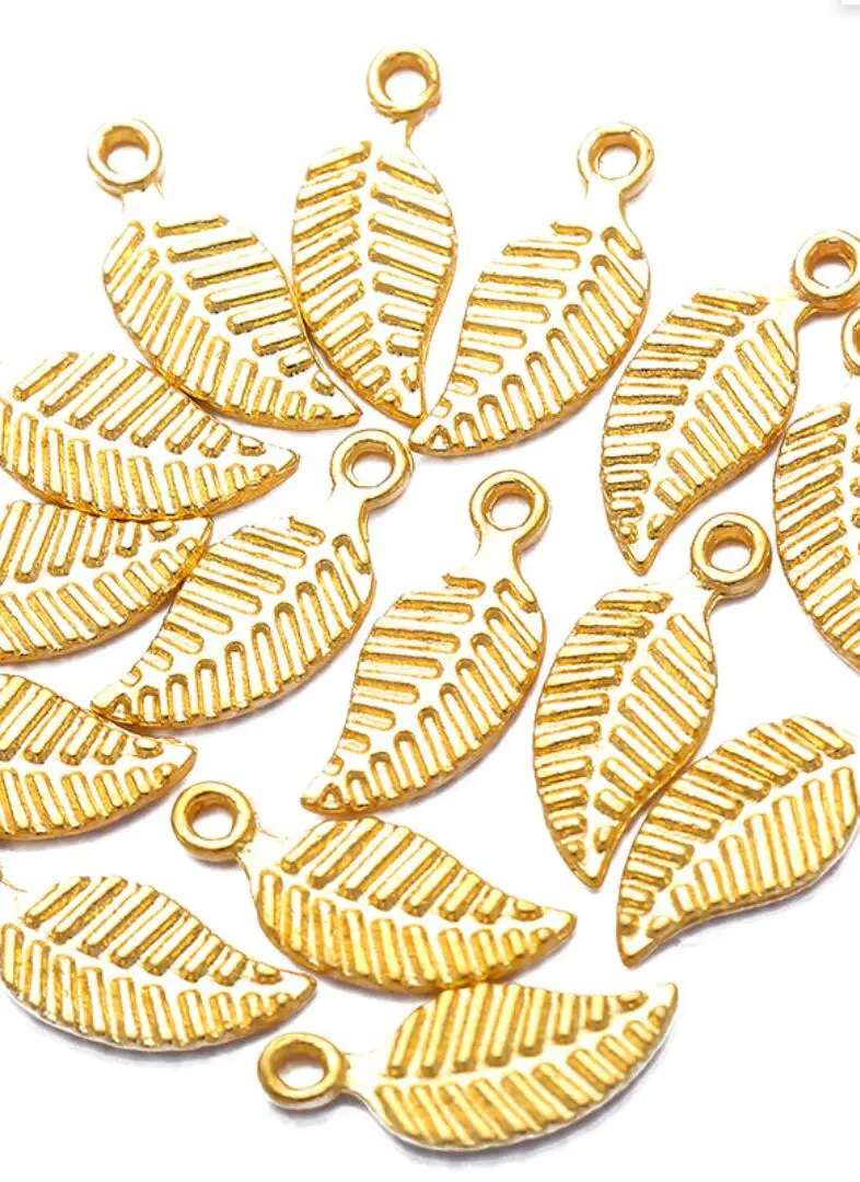 

100pcs New Product small leaves Charms Necklace Pendant Bracelet Jewelry Making Handmade Crafts diy Supplies 14*6mm F0301