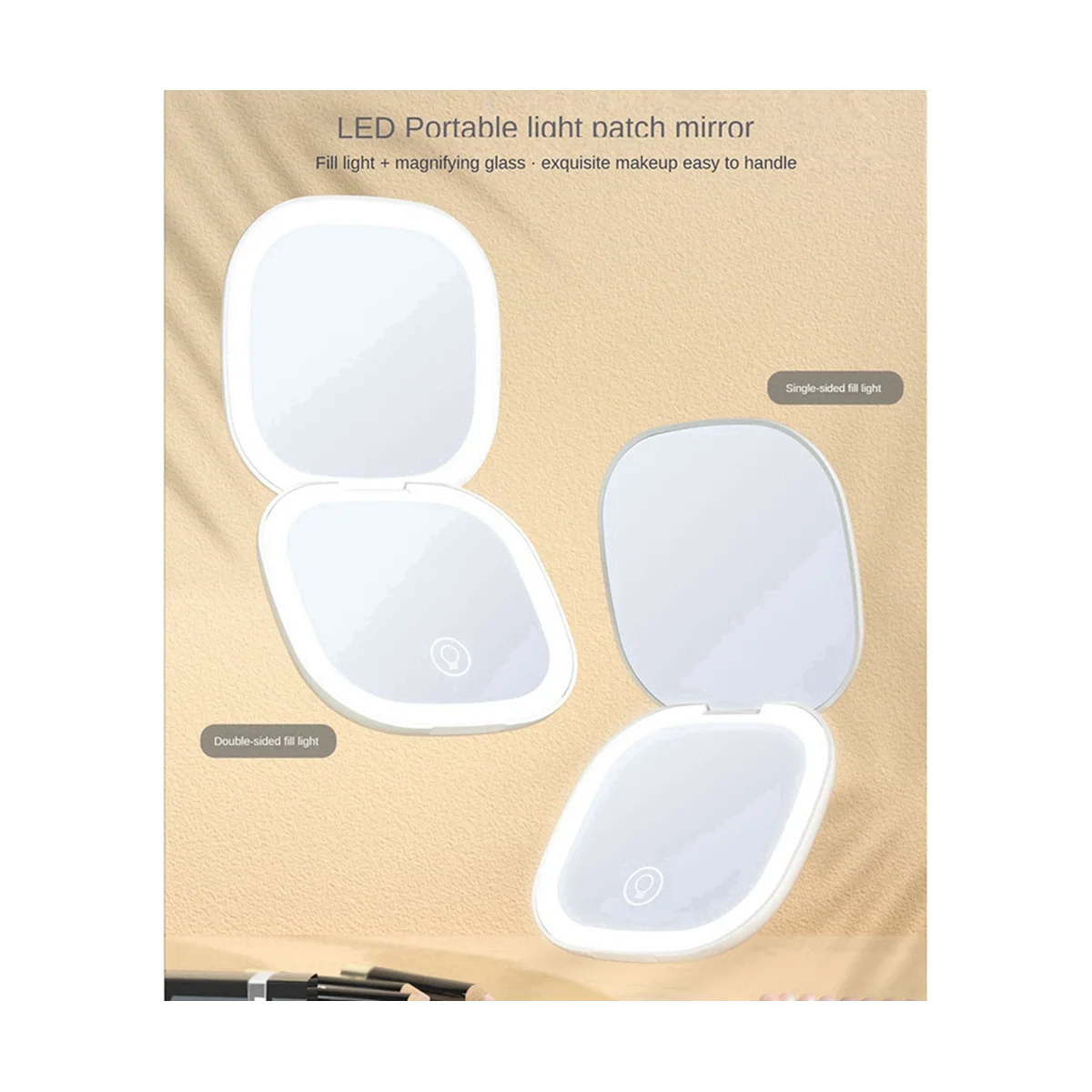 Мини-зеркало для макияжа светодиодный 5X, увеличительное карманное двустороннее дорожное удобное косметическое зеркало для туалетного столика, зеленое