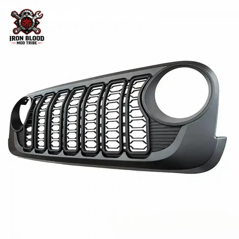 Suitable for Jeep Wrangler JK JKU 2007 2008 2009 2010 2011 2012 2013 2014-2017 Lantsun J400 2024 Style Front Bumper Mesh Grille