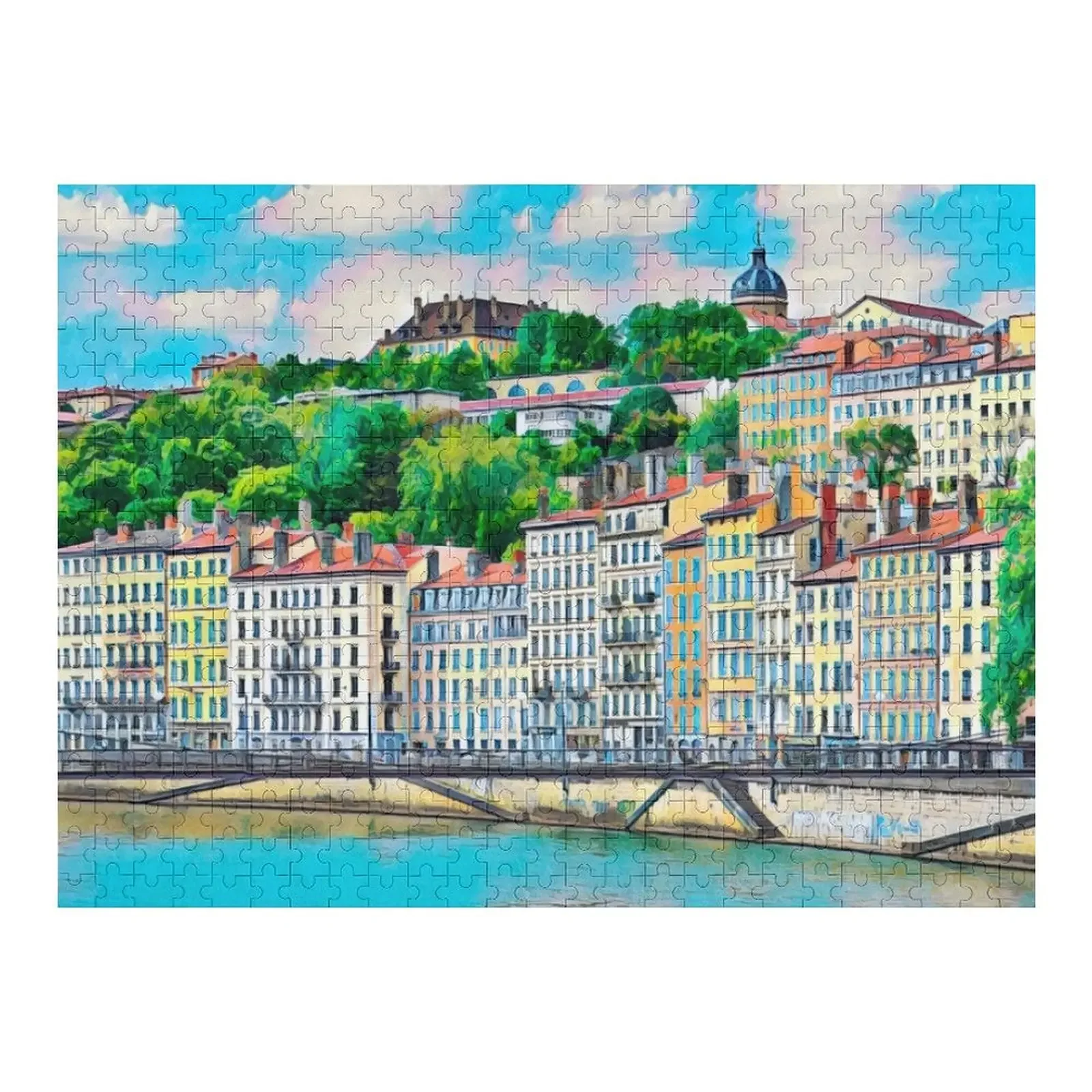 Animal de quebra-cabeça de viagem vintage de Lyon com foto personalizada quebra-cabeça de brinquedo infantil personalizado