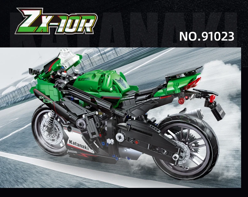 Technischer 1:14 Motorrad-Baustein Japan ZX-10R Motorrad-Konstruktionsmodell Bausteine Motorrad-Spielzeug Sammlung für Geschenke – Detail 5