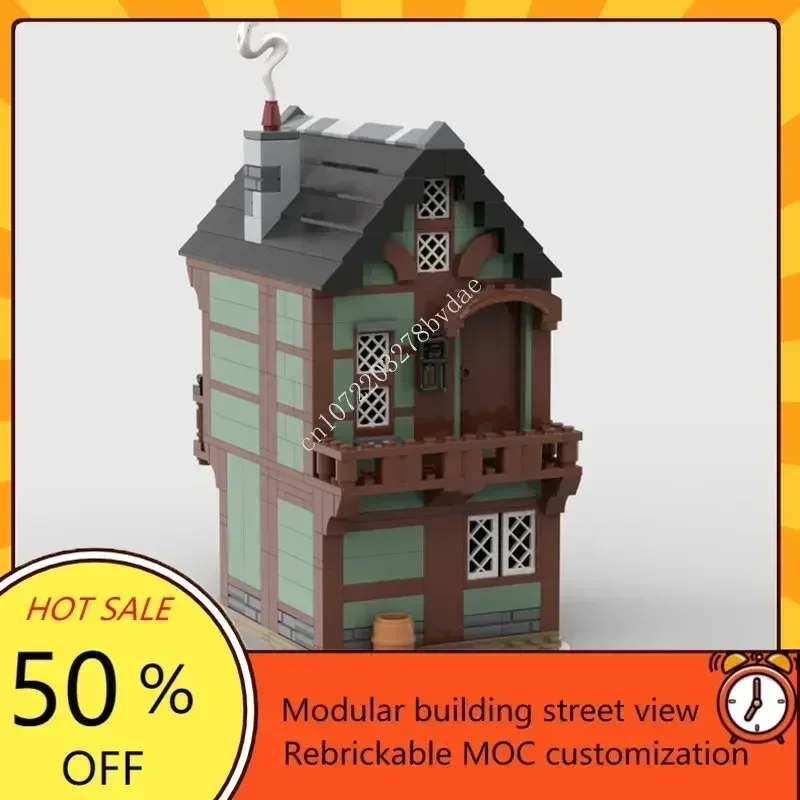 Medieval Tailor's House MOC Creative Medieval Architecture Castle Model Custom Puzzles Architecture Assembly Model Toys Gift