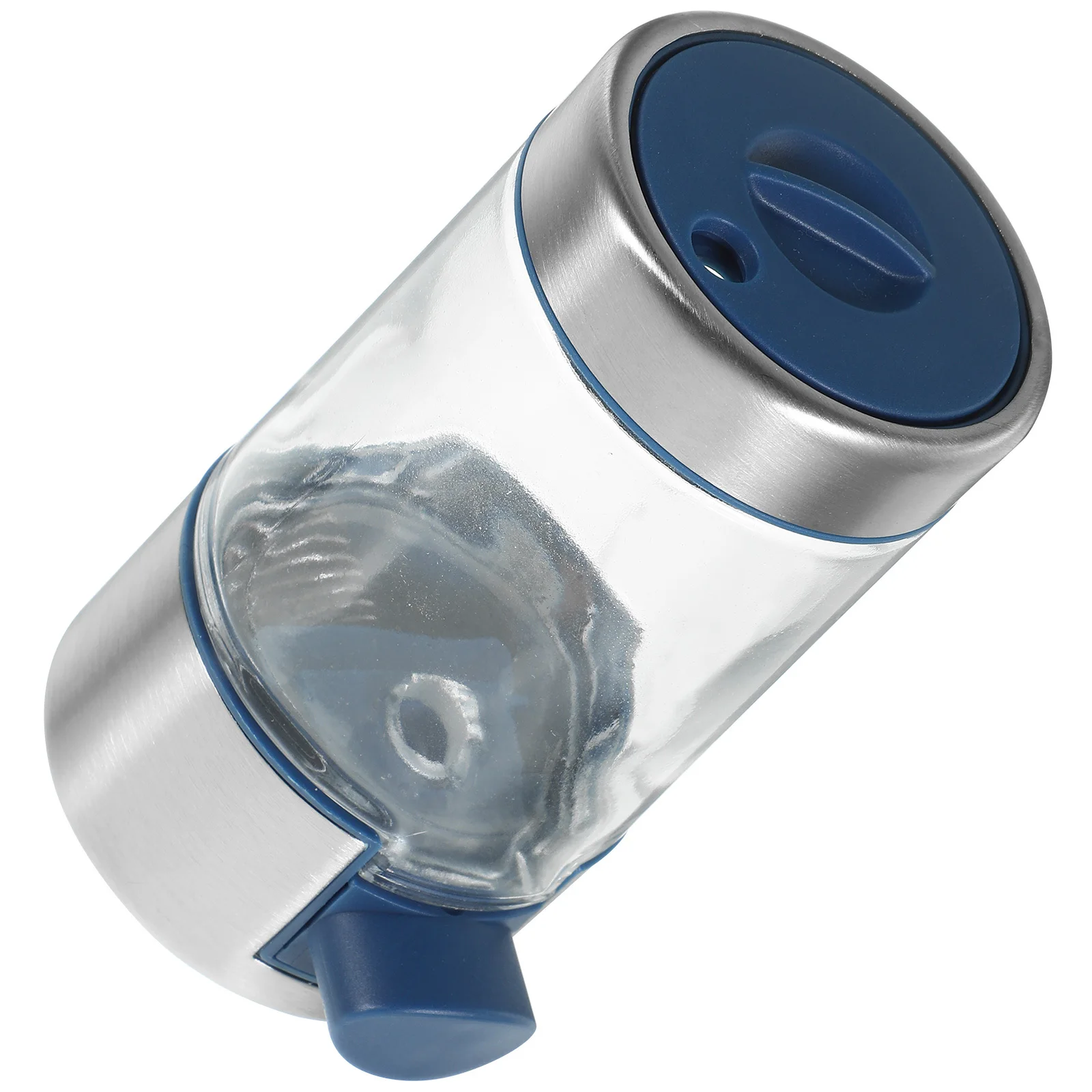 

304 Stainless Steel Salt Bottle Press Type Control Shaker Glass Condiment Container for Kitchen Seasoning Salt Dispenser