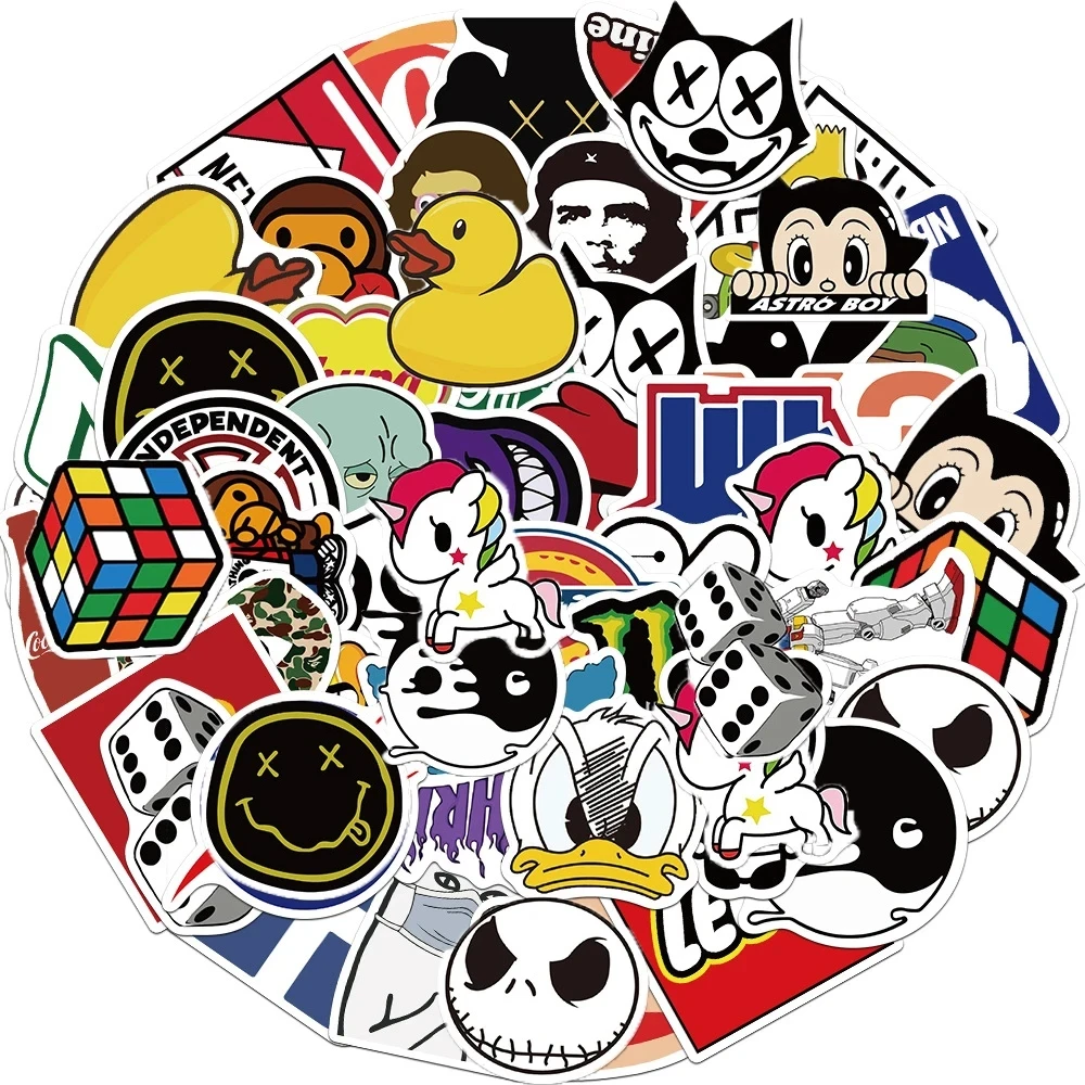 10/25/50pcs coole Modemarke Logo Graffiti Aufkleber Ästhetik Dekoration Gepäck Motorräder Helm Skateboard Aufkleber Spielzeug