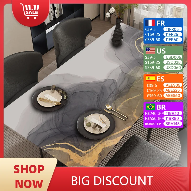 Modern Light Luxury Dining Table Mats No-wash Oil-proof PVC Leather Waterproof Anti-scalding Soft Cushion Coffee Table Desk Mat