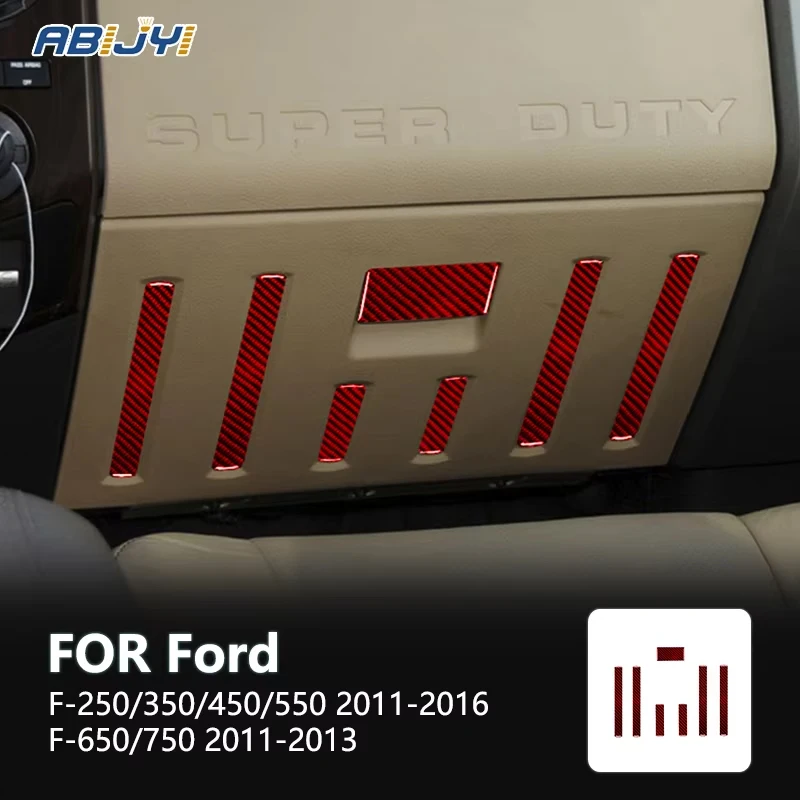 For Ford F-250 350 450 550 2011-2016 F-650 750 2011-2013 Carbon Fiber Interior Glove Box Decoration Sticker Decal Accessories