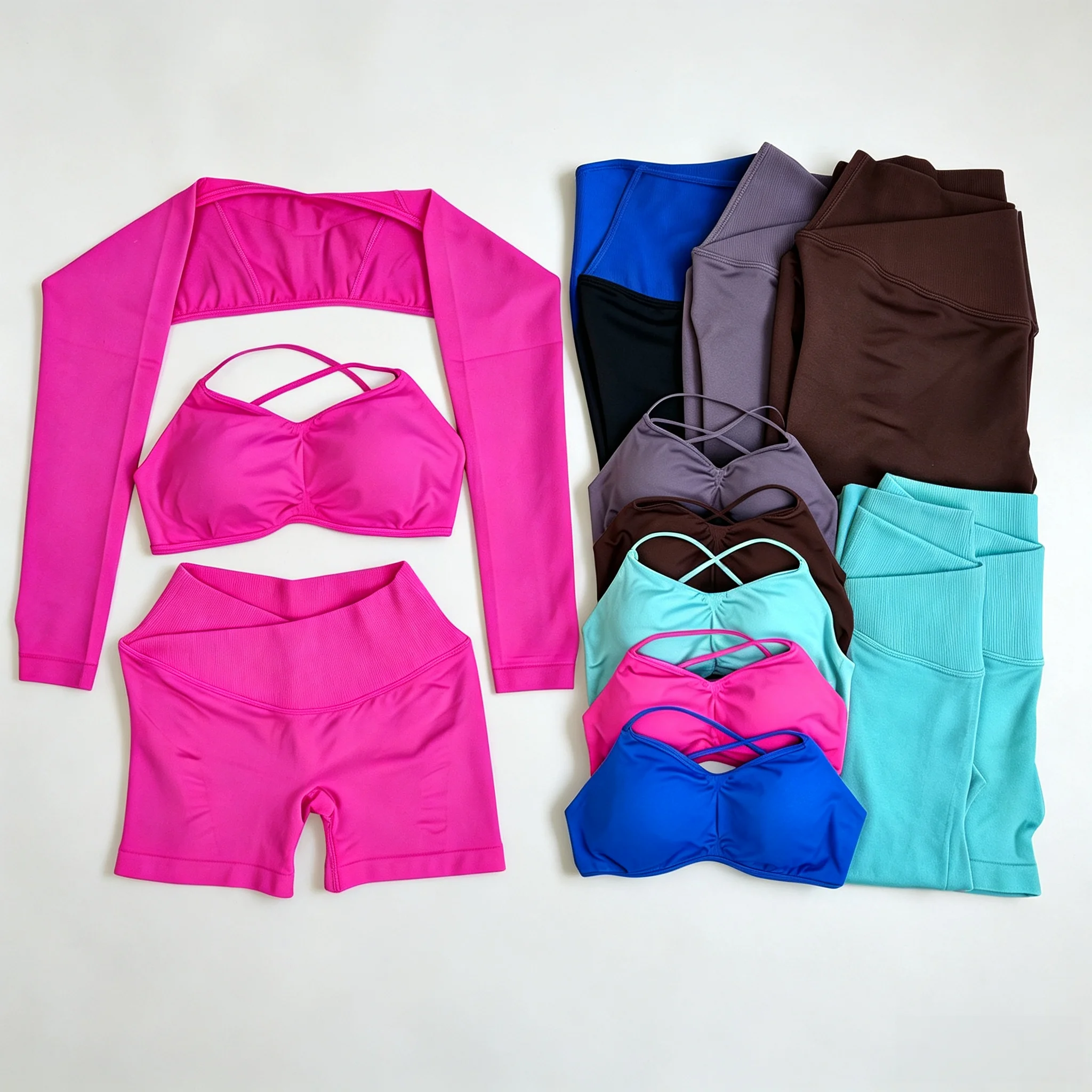 Women Impact Yoga Shorts Gym Set Cami Tank Top Sports Bra Breathable Stretchy Soft Leggings 3Pcs Yoga Workout Sports Outfit