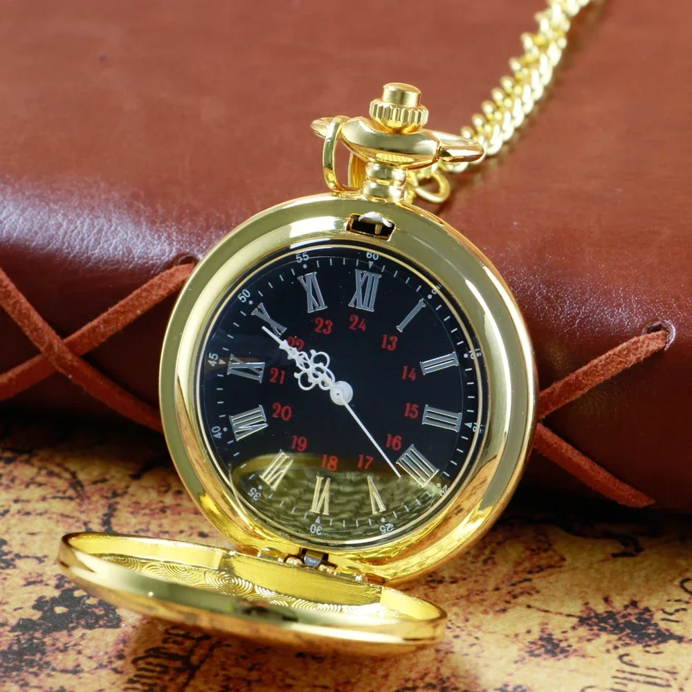 Luxury Fashion Gold Quartz Pocket Watch Fashion Retro Necklace Pocket FOB Watch Gifts for Men Women Pendant Clock